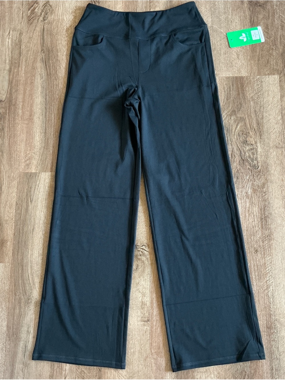 Women’s Pants Size S High Waisted Wide Leg Yoga Pants Pockets Black COPYLEAF